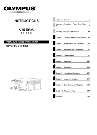 OTV-S200 VISERA ELITE II VIDEO SYSTEM CENTER Instructions April 2020