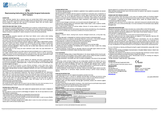 Reprocessing Instructions for Reusable Surgical Instruments: GPS Trackers S  • • • •  