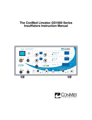 GS1000 Series Insufflators Instruction Manual Rev A June 2006