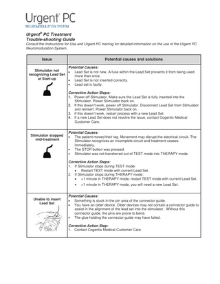 Urgent PC Stimulator Troubleshooting Guide Oct 2015