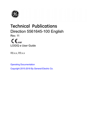 LOGIQ e User Guide Rev 11 sw ver R8.x.x and R9.x.x Sept 2018