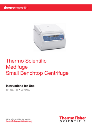 Medifuge Small Benchtop Centrifuge Instructions for Use Rev G March 2020