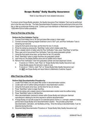 Scope Buddy Daily Quality Assurance Rev B