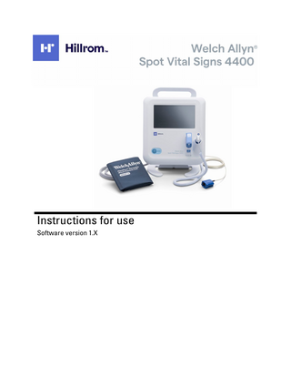 Spot Vital Signs 4400 Instructions for Use Sw ver 1.X 