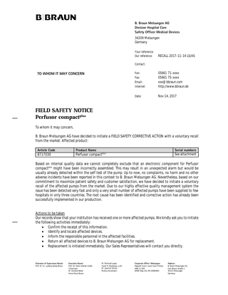 Prefusor compact Field Safety Notice Nov 2017