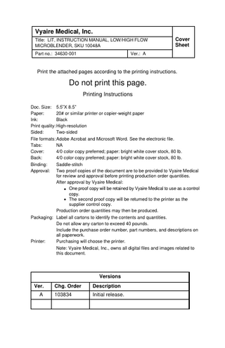 Vyaire  Low and High Flow MicroBlenders Instruction Manual Ver A May 2021