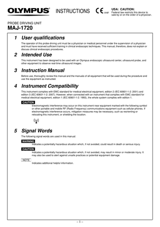 MAJ-1720 PROBE DRIVING UNIT Instructions June 2014