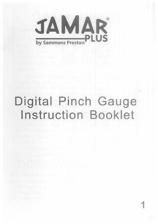 JAMAR PLUS Pinch Gauge Instruction Booklet