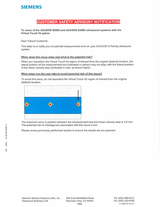 ACUSON SC2000 and SC3000 Customer Safety Advisory Notification