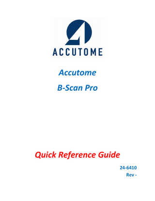 B Scan Pro Quick Reference Guide