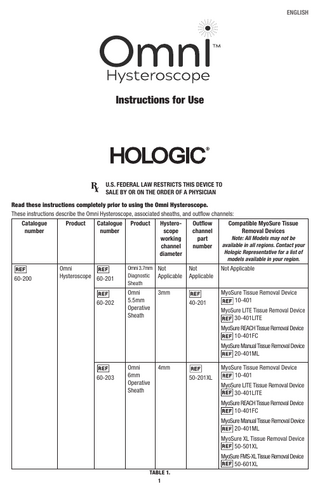 Omni Hysteroscope Instructions For Use Rev 006