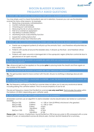 BioCon Bladder Scanners Frequently Asked Questions