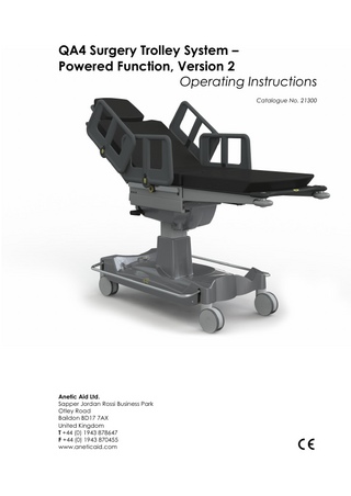 QA4 Surgery Trolley System Operating Instructions Ver 2 Issue 9 Dec 2015