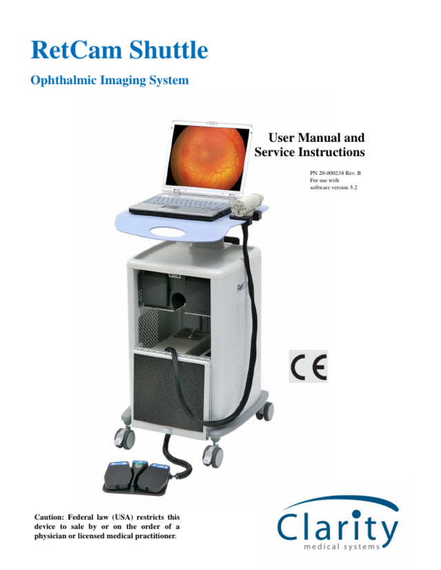 RetCam Shuttle User Manual and Service Instructions Rev B Sw Ver 5.2 ...
