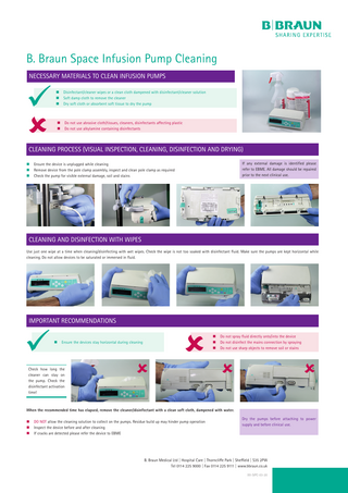 Space Infusion Pump Cleaning Process March 2020