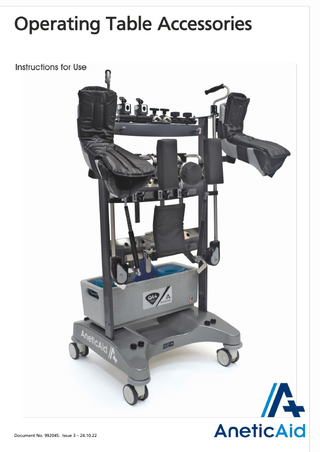 Operating Table Accessories Instructions for Use Issue 3