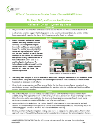 ABThera OA NPT System Tip Sheet Jan 2010