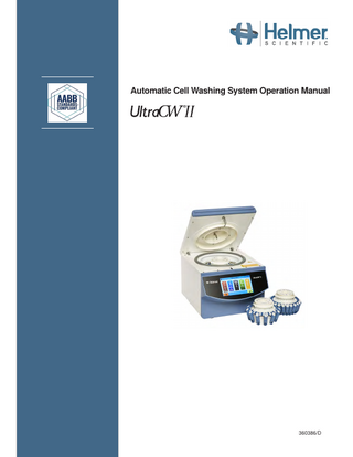 UltraCWII Automatic Cell Washing System Rev D Operation Manual Aug 2018