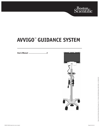 TABLE OF CONTENTS  SETTING UP THE NETWORK... 44  WARNING... 3  DICOM SETUP... 45  DEVICE DESCRIPTION... 3  CASE MANAGEMENT... 50  Contents... 3  SYSTEM UTILITIES... 51  INTENDED USE / INDICATIONS FOR USE... 3  Settings... 51  CONTRAINDICATIONS... 3  FFR / DFR™ Case Settings... 51  WARNINGS AND PRECAUTIONS... 3  FFR Link Management... 52  WARNINGS... 3  Set Date and Time... 52  Precautions ... 4  USER MANAGEMENT... 53  ADVERSE EVENTS... 4  Configure AVVIGO™ User(s)... 53  CLINICAL STUDIES... 4  Change Password... 53  CONFORMANCE TO STANDARDS... 5  Doctor Management... 54  Electromagnetic Emissions and Immunity Specifications... 6  Vessel Management... 54  HOW SUPPLIED... 8  Software Management... 54  Device Details... 8  Event Viewer... 55  Tablet... 8  AVVIGO SYSTEM SOFTWARE... 56  Battery... 9  PRIVACY AND SECURITY FEATURES... 56  Power Supply and Power Cord... 10  Technical Assistance... 58  Digital Pen... 10  WARRANTY... 59  Tablet Mobile Pole... 10  APPENDIX A: SYSTEM SPECIFICATIONS... 60  Boston Scientific (Perfect Bound Manual Template, 8.5in x 11in Global, 90123456A) eManual, MB, AVVIGO, en, 51033423-01A  Pole Docking Station... 10 Desktop Docking Station... 11  APPENDIX B: REQUIRED HARDWARE, SOFTWARE, AND DRIVERS FOR THE SYSTEM ... 60  Handling and Storage ... 11  APPENDIX C: COMPATIBLE ACCESSORIES ... 61  OPERATIONAL INSTRUCTIONS... 12  APPENDIX D: DFR™ VALIDATION STUDY SUMMARY... 61  Installation and Servicing... 12  SYMBOLS ON DEVICES AND PACKAGING... 62  Cleaning... 12 INSTALLATION GUIDE... 14 PROCEDURE... 36 Measuring Blood Pressure... 36 Connect to a FFR Link... 36 Zero AO... 37 Connect Pressure Guidewire... 37 Equalizing Pa and Pd... 37 Recording... 40 Reviewing a Run Recorded in FFR or DFR™... 41 Adding Case Information... 43 Closing a Case... 44  2  Black (K) ∆E ≤5.0  