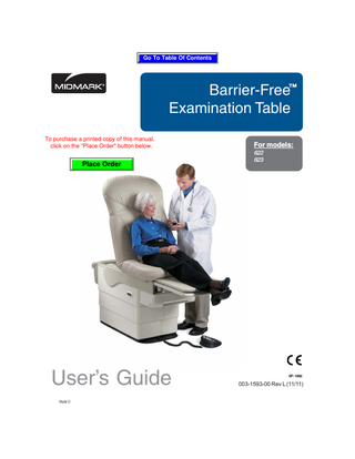 Models 622 and 623 Barrier-Free Examination Table Users Guide Rev L