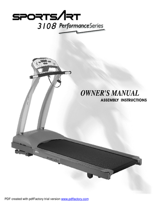 Sports Art 3108 Owners Manual