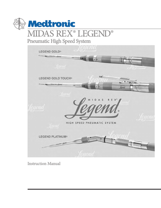 LEGEND Pneumatic High Speed System GOLD, GOLD TOUCH, PLATINUM Instruction Manual Rev6