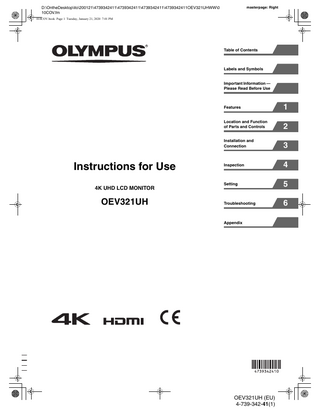 OEV321UH ULTRA HIGH DEFINITION LCD MONITOR Instructions for Use Jan 2020