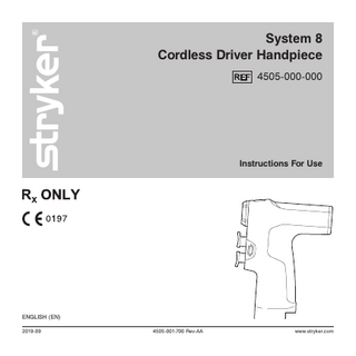 System 8 Sagittal Saw Instructions for Use Rev AA  Sept 2019