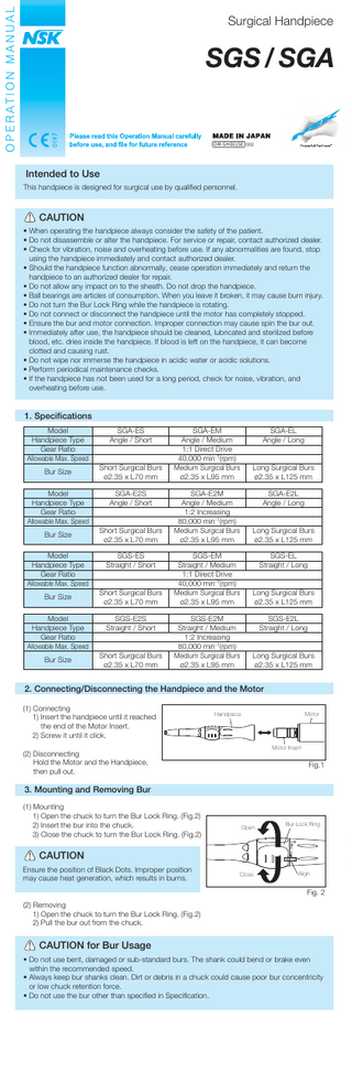 Surgical Handpiece Operation Manual