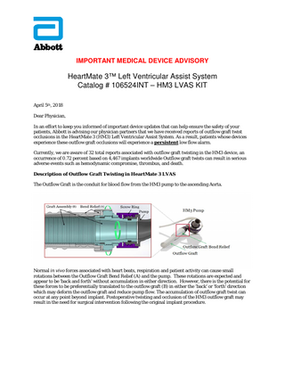 HeartMate 3 Left Ventricular Assist System April 2018