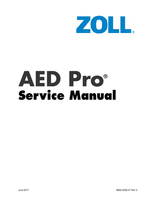 Table of Contents Preface Related Documentation ...iv Conventions ...iv Symbols ...v Warranty ...vi Safety Considerations...vi Technical Service... vii Returning a Unit for Service ... vii  Chapter 1  Maintenance Tests  Preparations for Testing ... 1-2 Test Equipment ... 1-2 1.0 Physical Inspection ... 1-3 2.0 Power Supply Test/Current ... 1-4 3.0 Power ON Test ... 1-5 4.0 Pediatric Mode/Electrode Connector Type Test ... 1-6 5.0 Defibrillator Energy Test ... 1-7 6.0 Battery Type Test ... 1-9 7.0 Establish Communication ... 1-10 8.0 Internal Discharge Test ... 1-11 9.0 Patient Impedance Calibration ... 1-13 10.0 ECG Lead-Off Detection ... 1-15 11.0 ECG Offset Calibration ... 1-16 12.0 Real Time Clock Test ... 1-18 13.0 Write Calibration to Flash ... 1-20 14.0 Audio Recording Test (if option installed) ... 1-21 15.0 Read Error Log - Final ... 1-22  Chapter 2  Troubleshooting  Troubleshooting the AED Pro Unit... 2-2 ECG Monitoring Troubleshooting... 2-4 Defibrillator Troubleshooting ... 2-5 AED Pro Error Log Messages ... 2-6  9650-0309-01 Rev C  ZOLL AED Pro Service Manual  i  