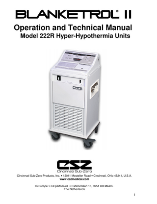 Blanketrol II Model 222R Operating and Technical Manual Rev F Aug 2010