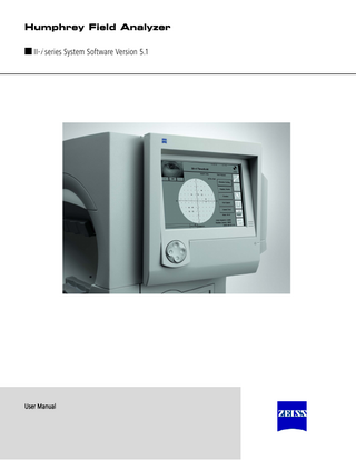 Carl Zeiss Meditec Humphrey Field Analyzer II-i series User Manual Sw ver 5.1 Rev A