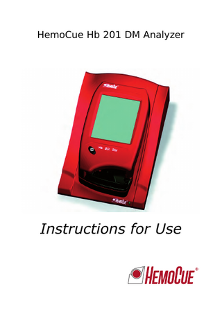 HemoCue Hb 201 DM Analyzer  Instructions for Use  