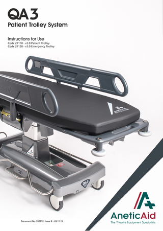 QA3 Patient Trolley System Operating Instructions Issue 8 Nov 2015