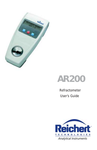 AR200 Refractometer Users Guide Rev F