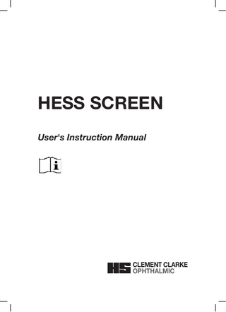 HESS SCREEN Users Instruction Manual Issue 12