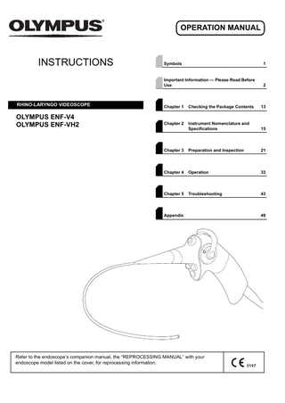 ENF-V4 and VH2 RHINO-LARYNGO VIDEOSCOPE Operation Manual July 2021