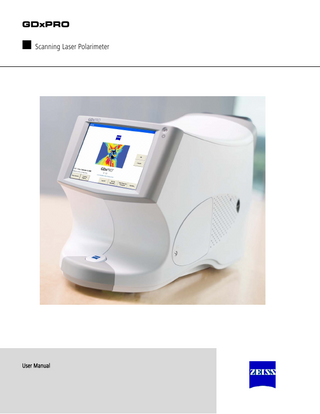 GDxPRO  ■ Scanning Laser Polarimeter  User Manual  