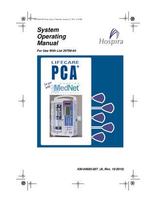 Lifecare PCA with MedNet System Operating Manual Rev A Oct 2010