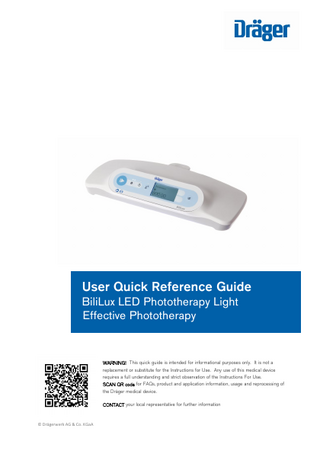 Bililux LED Phototherapy Light User Quick Reference Guide