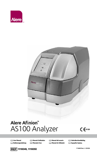 Afinion AS100 Analyzer User Manual Rev A June 2015