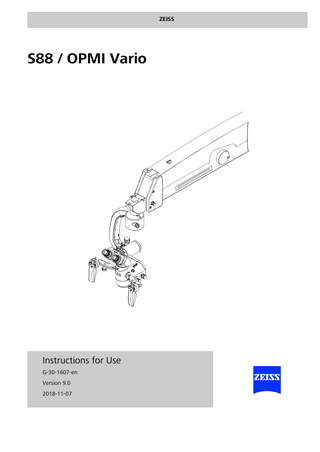 OPMI VARIO on a S88 Stand Instructions for Use Ver 9.0 Nov 2018