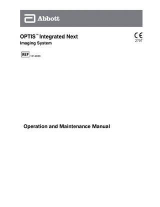 OPTIS Integrated Next Operation and Maintenance Manual Rev A