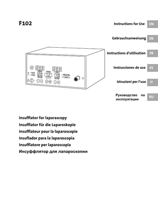 Table of contents 1  Important User Notes ... 3  2  Safety Information... 4 2.1 Hazards... 4  3  Purpose... 7 3.1 Device-Inherent Dangers ... 7  4  Initial Device Startup ... 11 4.1 Gas Connection... 12 4.2 Connecting a Gas Cylinder... 12  5  Operating the Device ... 13 5.1 Front of the Device... 13 5.2 Rear of the Device ... 13 5.3 Switching Device On... 14 5.4 Preselecting the Nominal Pressure ... 14 5.5 Preselecting Nominal Flow... 15 5.6 Starting Insufflation ... 15 5.7 Stopping Insufflation ... 16 5.8 Switching Device Off ... 16  6  Safety Functions... 17  7  User Menu ... 19  8  Functional Test ... 21 8.1 Testing the Device ... 21 8.2 Testing the Veress Cannula... 22 8.3 Filling Tube System with CO2 ... 22  9  Using the Device during Surgery ... 24 9.1 Insufflating with Veress Cannula... 24 9.2 Insufflating with the Trocar... 24  10  Care and Maintenance... 26 10.1 Cleaning the Device... 26 10.2 Annual Inspection ... 26 10.3 Maintenance by Authorized Service Technician... 26 10.4 Replacing the Fuse ... 27 10.5 Cleaning the Reusable Tube Set ... 28 10.6 Disinfecting the Reusable Tube Set... 29 10.7 Sterilization of Reusable Tube Set ... 29  11  Annual Inspection ... 31 11.1 Safety Test... 31 11.2 Basic Function Test... 31 11.3 Pressure Sensor Test ... 32 11.4 Pressure Monitoring Test ... 33 11.5 Venting Valve Test ... 33 11.6 Max. Device Pressure Test... 33 11.7 Gas Flow Rate Test ... 34  12  Electromagnetic Compatibility... 35 12.1 Impact of Mobile and Portable HF Communication Devices... 35 12.2 Electrical Connections... 35 12.3 Accessories ... 35 12.4 Guidelines and Manufacturer’s Statement – Electromagnetic Emissions ... 36 12.5 Guidelines and Manufacturer's Statement - Electromagnetic Interference Immunity... 37 12.6 Guidelines and Manufacturer's Statement - Electromagnetic Interference Immunity - for the Insufflator. 38 12.7 Recommended Safety Distances between Portable and Mobile HF Telecommunications Devices and the Insufflator... 39  13  Technical Data ... 40  14  Error and Warning Messages... 41  15  Accessory List ... 42  16  Test Log... 44 16.1 Test Log... 44 16.2 Return Form ... 45  EN  Index... 46  1  