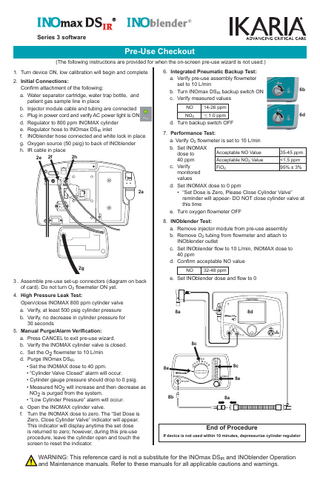 INOmax DS ir sw Series 3 Pre-Use Checkout Rev 02 Aug 2014