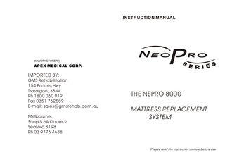 NeoPro Series 8000 Instruction Manual