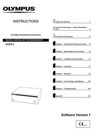 UCES-4 ENDOALPHA Medical Control Unit Sw Ver 1 Instructions