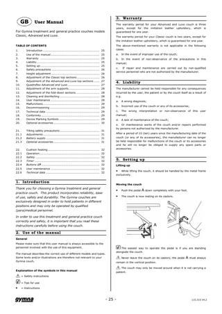 Classic, Advanced and Luxe Couches Instructions Manual V4.2