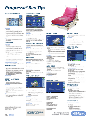 Progressa Bed Tips Rev 2 Nov 2014